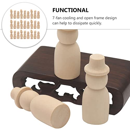 LIFKOME Children Toys 30Pcs Unfinished Wooden Peg Dolls, Wooden Figures to Paint Unfinished Wood Peg Dolls with Hats Wooden Figures Peg Dolls for DIY LIFKOME