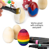 Hygloss Products Wooden Eggs - Unpainted Natural Wood Eggs Great For Easter Crafts - 1-3/4 x 2-1/2 Inches, 12 Pack Hygloss