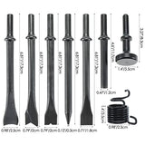 8pcs Smoothing Air Hammer Pneumatic Chisels Tools, 7pcs 0.401'' (10mm) Shank Heavy Duty Pneumatic Air Hammer Chisels High Carbon Steel Accessories YaeKoo