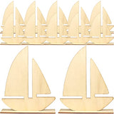 EXCEART Ocean Decor Kids Beach Toys 10Pcs Unfinished Wooden Boat Cutout, Wood Boat Ship Decoration to Paint for Arts Crafts DIY Projects Home Party EXCEART