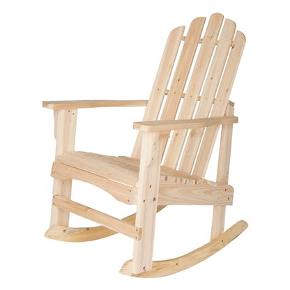 Shine Company 4698N Marina Adirondack Porch Rocker | Indoor/Outdoor Wood Rocking Chair – Natural - WoodArtSupply