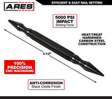 ARES 10016 – Dual Head Combo Nail Setter – Features 1/32-Inch (#1) and 1/16-Inch (#2) Dual Head Design – CNC-Precision Machined - 5000 PSI Striking - WoodArtSupply