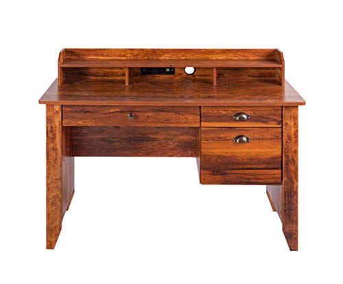 OneSpace Eleanor Executive Desk Wood Grain, Golden Cherry - WoodArtSupply