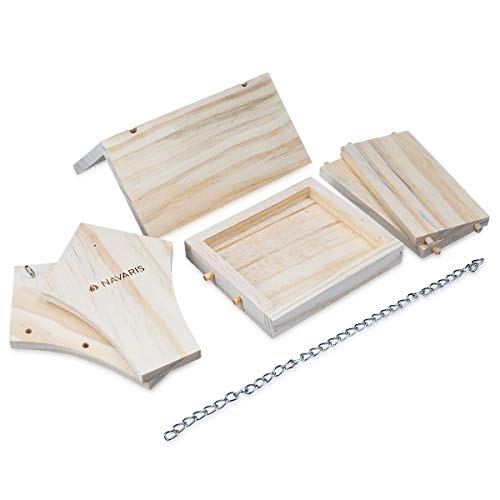 Navaris DIY Bird House Kit - 6.7" x 5.1" x 6.9" Build Your Own Wood Birdhouse Outdoor Garden Bird Table Feeder Box for Wild Birds, Sparrows and More Navaris