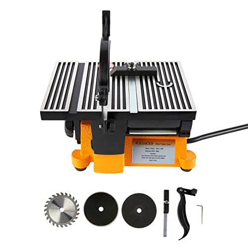 Fullhold 4" Mini Table Saw 60w Hobby Miter Saw For Crafts Model Making To Cut Copper, Aluminum,Stone, Wood, Glass And Plastic（LxWxH :190MM(7.5") x FULLHOLD