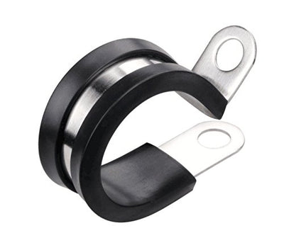 LOKMAN 20 Pack 1 Inch Stainless Steel Cable Clamp, Rubber Cushioned Insulated Clamp, Metal Clamp, Tube Holder for Tube, Pipe or Wire Cord