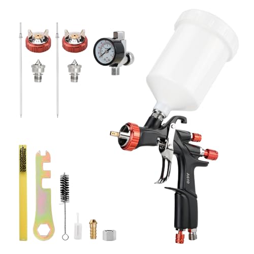 AEROPRO TOOLS R500 LVLP Air Spray Gun with 1.3/1.5/1.7mm Nozzles & Air Regulator, A610 Paint Guns Automotive, Car Paint Gun Sprayer, Paint Gun for AEROPRO TOOLS INC