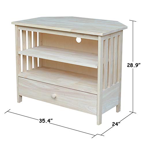 International Concepts Mission Corner TV Stand, Unfinished IC International Concepts
