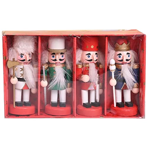 PartyKindom 4pcs Nutcracker Xmas Party Props Xmas Decorations Unfinished Wood Crafts Christmas Soldiers Xmas Style Pendants Xmas Supplies Puppets PartyKindom
