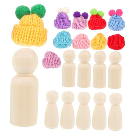 Gogogmee 1 Set Painted Puppet Toys Unfinished Wood Figure Montessori peg Dolls Blank Dolls Craft Blank Family Figures peg Doll Painting Craft peg Gogogmee
