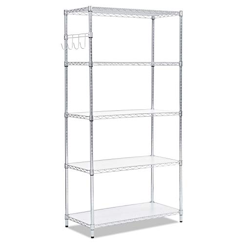 Alera SW653618SR 36 in. x 18 in. x 72 in. Five-Shelf Wire Shelving Kit with Casters and Shelf Liners - Silver Alera