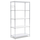 Alera SW653618SR 36 in. x 18 in. x 72 in. Five-Shelf Wire Shelving Kit with Casters and Shelf Liners - Silver Alera