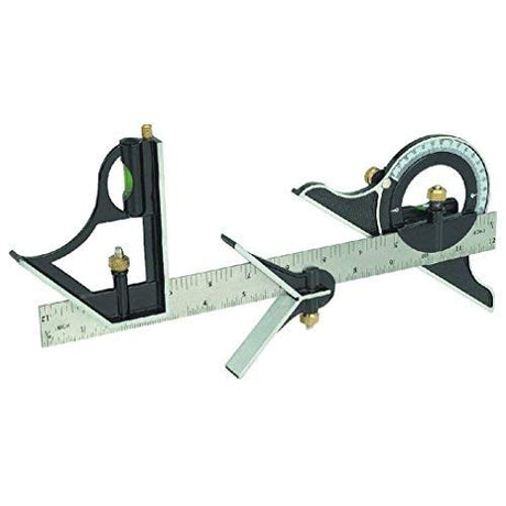 12" Combination Tri Square Set Angle Finder & Protractor Level SAE & Metric Pittsburgh
