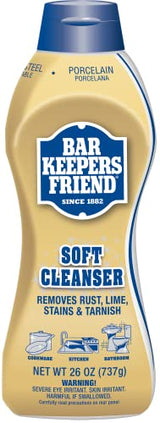 Bar Keepers Friend Soft Cleanser (26 oz) MORE Spray + Foam (25.4 oz) Multipurpose Cleaner Bundle, Stain & Rust Remover for Multi Surface Bathroom, Bar Keepers Friend