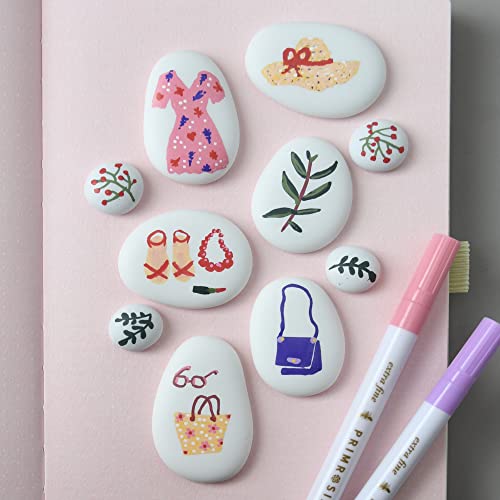 Primrosia 12 Amore Acrylic Paint Pens for rock painting, paper, wood, ceramic, stone, canvas – Extra Fine Tip Markers Set Primrosia