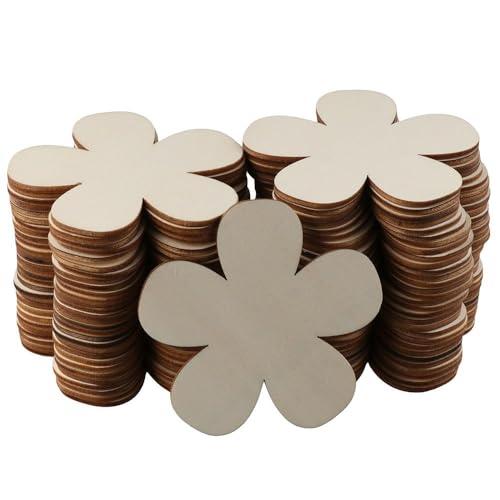 hobbyhub 60 Pcs Blank Unfinished Wood Flower,Wooden Flower Shape Ornaments for DIY Painting Crafts/Home Decorations - WoodArtSupply