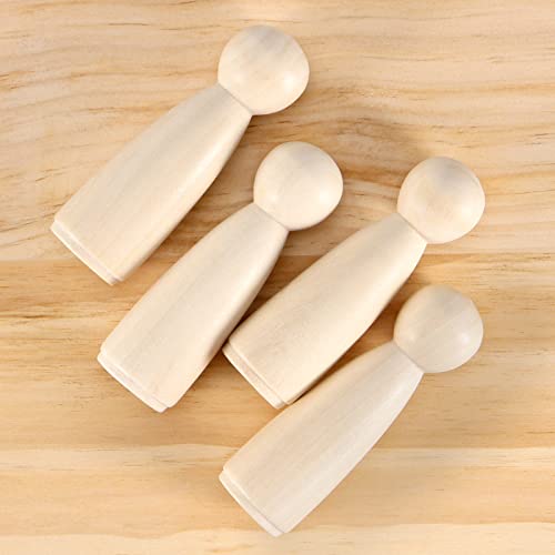 ZOENHOU 30 Pack 3-1/2 Inch Wooden Peg Dolls, Mom Angel Unfinished Peg People Doll Bodies, Wooden Figures for Craft, Painting