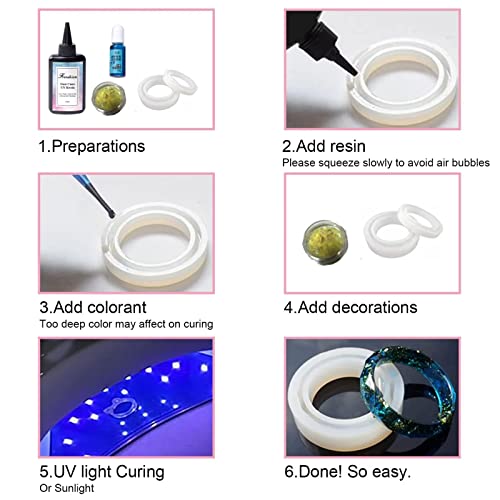 UV Resin Kit with Light,116Pcs Resin Jewelry Making Kit with 100g Fast Cure Clear Hard Low Odor UV Resin, Color Pigment, Resin Accessories, UV Resin