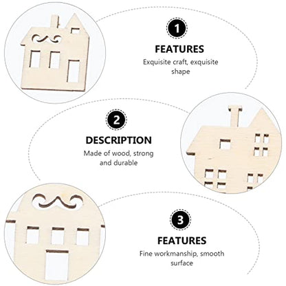 ABOOFAN Crafts Woodsy Decor Unfinished Wood Cutouts House Shaped Wooden Discs Slices Embellishments Party Decorations for Holiday Crafts DIY Projects - WoodArtSupply