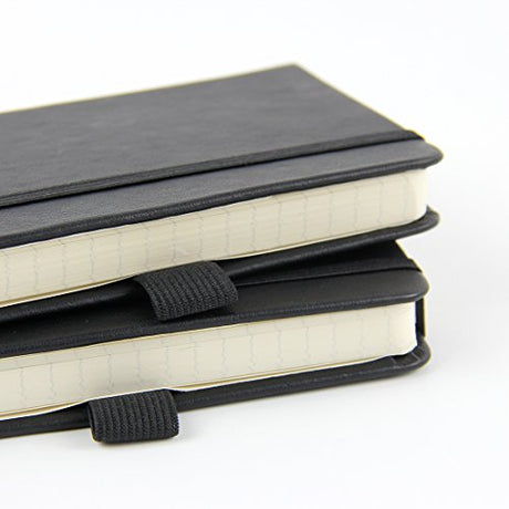 newestor (2-Pack Pocket Notebook 3.5" x 5.5", Small Hardcover Journal with Pen Holder, Inner Pockets, 100gsm Thick Ruled/Lined Paper, Black newestor