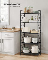 SONGMICS 5-Tier Metal Storage Rack, Shelving Unit with X Side Frames, Dense Mesh, 12.6 x 23.6 x 57.3 Inches, for Entryway, Kitchen, Living Room, SONGMICS