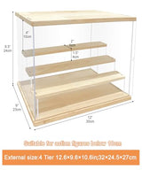 AZEYN Clear Acrylic Display Case with Light , 4 Tier Display Box Stand Assembly Dustproof Protection Showcase for Collectibles Action Figures Mini AZEYN