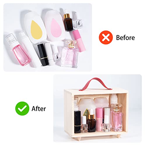 Wooden Display Case for Collectibles, Useekoo Wood Gift Box Storage Container with Handle and Slide Acrylic Lid, Shadow Box Unfinished Rustic Desktop Useekoo