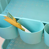 Asunflower 3 Tier Rolling Cart with Table Top, Utility Cart with Wheels, Multi-functional Storage Cart for Teal asunflower