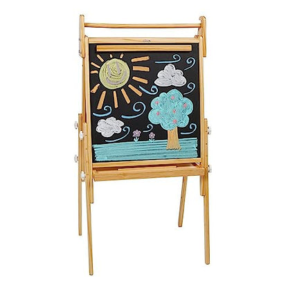 Colorations All in One Wooden Adjustable Easel for Kids, Ages 2-6 + |32", 37", & 41" Heights | Toddler, Preschool, & Kindergarten Art Stand with - WoodArtSupply