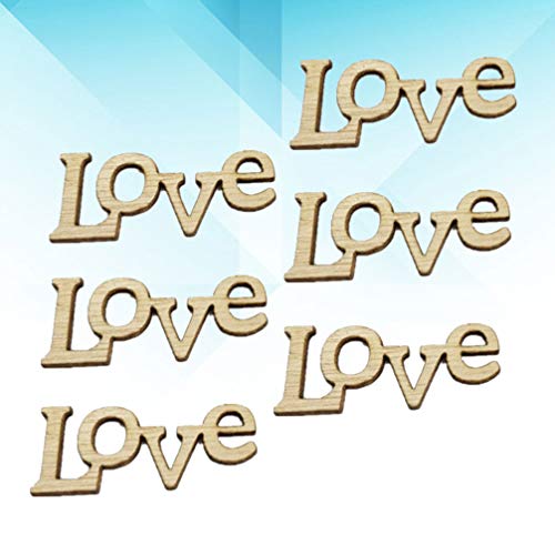 STOBOK 50pcs Wooden Love Letters Unfinished Wood Cutouts Wood Shapes Pieces Wood Discs Slices for DIY Craft Wedding Birthday Party Favors STOBOK