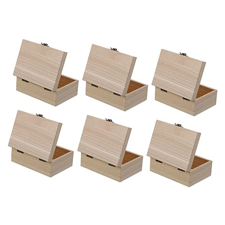 TEHAUX 18 Pcs Wooden Box with Lock Ring Storage Organizer Bamboo Jewelry Organizer Wood Gift Containers Unfinished Treasure Chest Jewelry Organizer TEHAUX