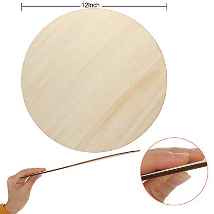 20 Pack 12 Inch Wood Circles for Crafts, CertBuy Unfinished Wood Rounds Wooden Cutouts for Door Hanger, Painting Crafts, Door Design, Wood Burning,