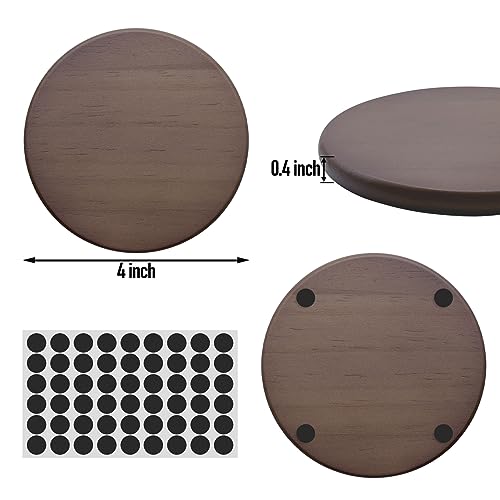 SIJDIEE 4 Inch Wood Drink Coasters, 12 Pack Round Bulk Wooden Coasters with Non-Slip Silicon Dot Stickers for Bar Kitchen Home Dinner Table Decor SIJDIEE