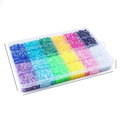 Sunfairy 24000Pc 4mm Nail Art Rhinestones Mixed Colors Round Gemstone Glitter Crystal Nail Flat Jelly Rhinestones Shiny Colorful Nail Stone Gems - WoodArtSupply