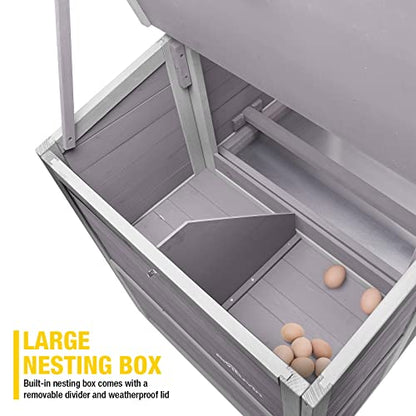 Aivituvin 78in Large Wooden Chicken Coop Outdoor Poultry Cage, Chicken House Hen Coop w/Ramps, Run, Nesting Box (Grey) - WoodArtSupply