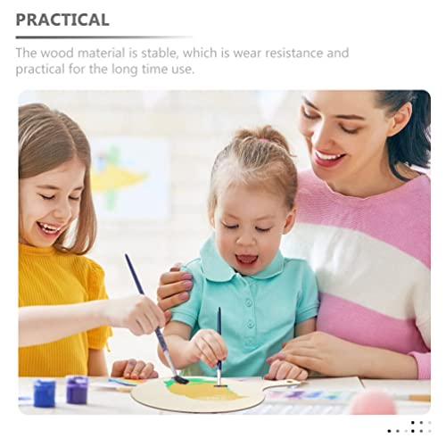 TEHAUX 4pcs Wood Craft Cutting Board Unfinished Mini Wooden Cutting Board DIY Blank Paddle with Handle Round Serving Board Chopping Board for TEHAUX