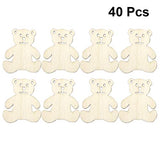 Ciieeo 40pcs Wooden Bear Shaped Cutouts Hanging Wood Bear Shape Clips Hanging Bear Ornaments with Hole Ropes for DIY Project Valentines Day Ciieeo