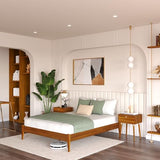 Bme Dinkee Solid Wood Queen Bed Frame - Modern Minimalist Design with Wood Slat Support Bme