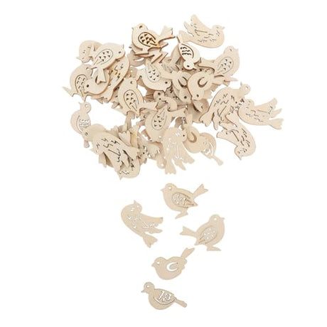 VOSAREA 50pcs Wooden Bird Pendant Unfinished Blank Bird Tags Wood Shapes for Crafts Unfinished Bird Discs Swallow Bird Cutout Bird Cutouts Blank VOSAREA