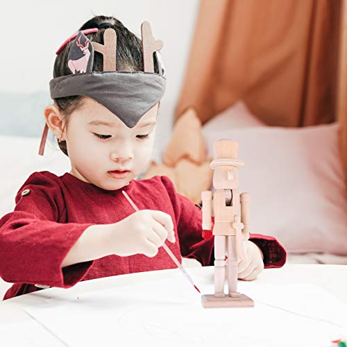 FOMIYES Unpainted Nutcracker,1 Set Unfinished Wood Nutcracker Ornaments to Paint Wooden Nutcracker Figurines DIY Craft with Wig Paint Brush Color DIY FOMIYES