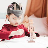 FOMIYES Unpainted Nutcracker,1 Set Unfinished Wood Nutcracker Ornaments to Paint Wooden Nutcracker Figurines DIY Craft with Wig Paint Brush Color DIY FOMIYES