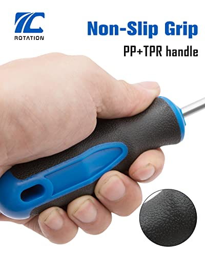 6PCS Magnetic Tip Screwdriver Set, 3 Phillips and 3 Flat, Professional Cushion Grip | 6-Piece Hand Tools Set ROTATION