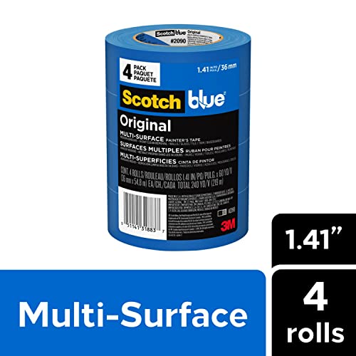 Scotch Painter's Tape Original Multi-Surface Painter's Tape, Blue, Paint Tape Protects Surfaces and Removes Easily, Multi-Surface Painting Tape for ScotchBlue