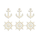 Creaides 60 Pcs Anchor Rudder Wood DIY Craft Cutouts Unfinished Wood Ornaments Gift for Ocean Themed Party Home Decoration Creaides