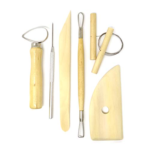 Honbay 8-Piece Wooden Pottery Clay Wax Tool Kit Carving Sculpting Modeling Tool Set HONBAY