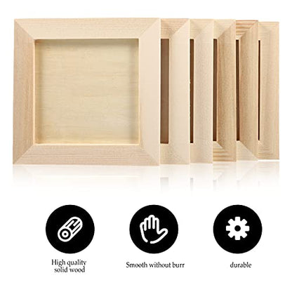 TOYANDONA 6Pcs DIY Wooden Picture Frames, 4. 7x4. 7 inch Unfinished Picture Frames Wood Photo Frames for Kids Adults Arts Crafts DIY Painting