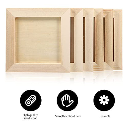 TOYANDONA 6Pcs DIY Wooden Picture Frames, 4. 7x4. 7 inch Unfinished Picture Frames Wood Photo Frames for Kids Adults Arts Crafts DIY Painting - WoodArtSupply