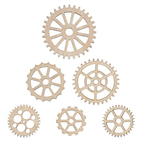 ABOOFAN Home Decoration Unfinished Wooden Cutouts Gear Wood 50Pcs Wooden Gear Wheels Decoration Wooden Slices Embellishments for DIY Crafts Art ABOOFAN