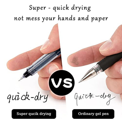 RIANCY Rollerball Pens Fine Point Black Gel Ink Pens 0.5mm for Note Taking Black Ink Rolling Ball pens Fine Tip Quick-Drying for Back to School - WoodArtSupply