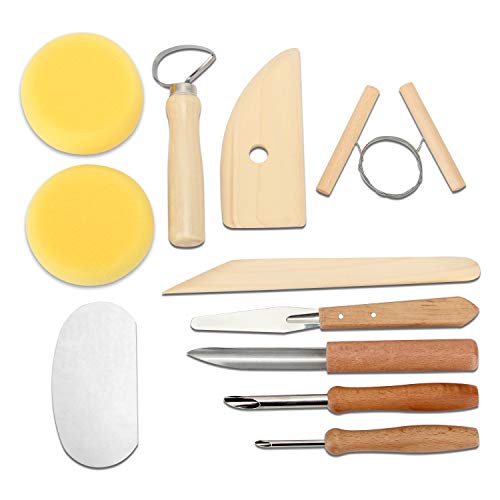 Blisstime Set of 42 Clay Sculpting Tool Wooden Handle Pottery Carving Tool Kit Blisstime